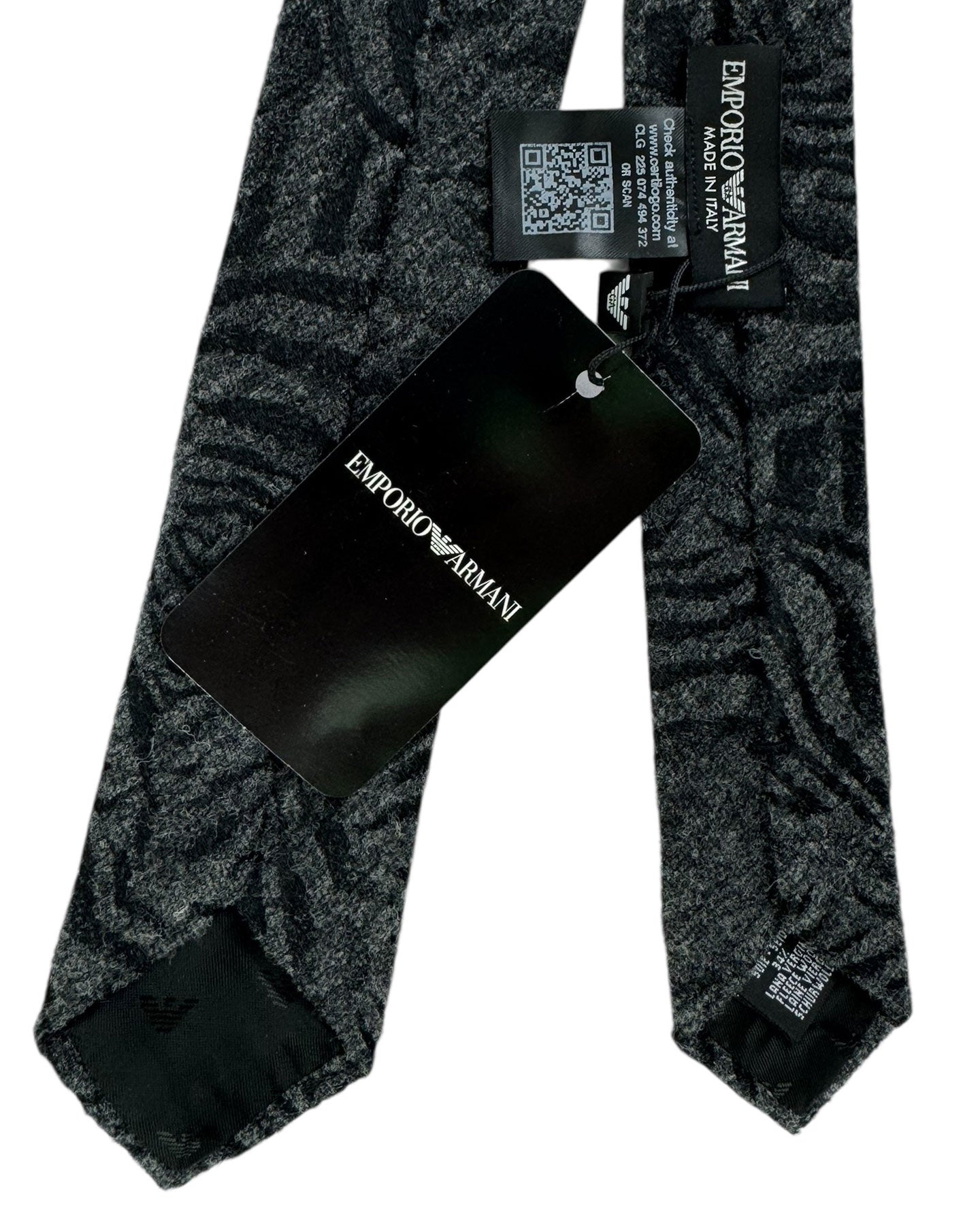 Armani Skinny Tie Black Gray Design Wool