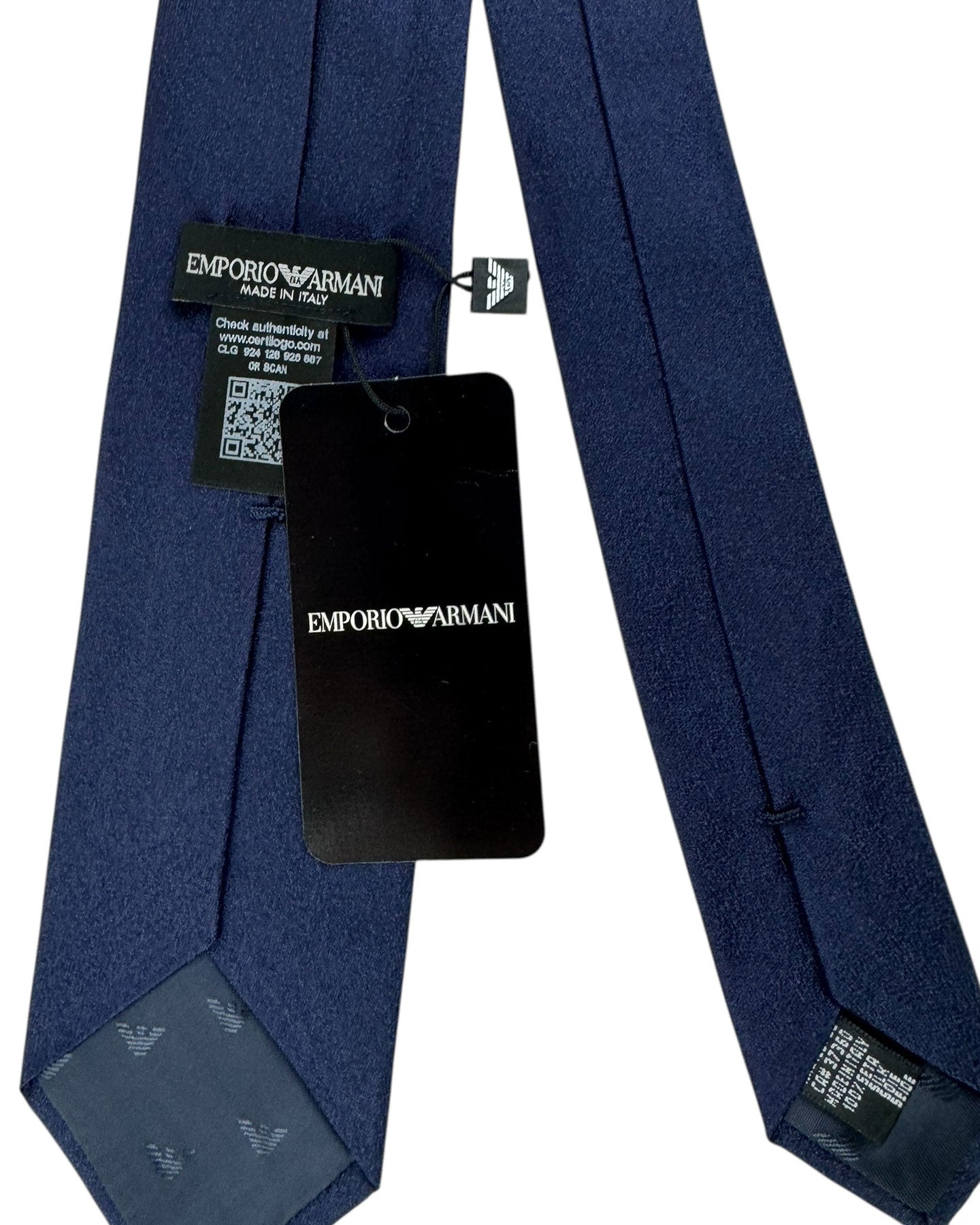 Armani Silk Tie Midnight Blue Solid Pattern