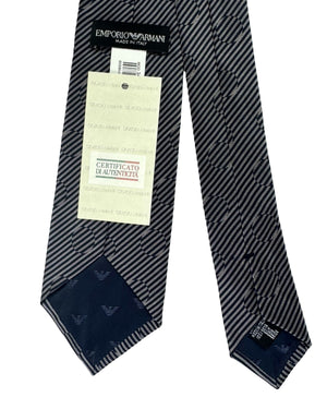 Armani Silk Tie Gray Striped Polka Dots
