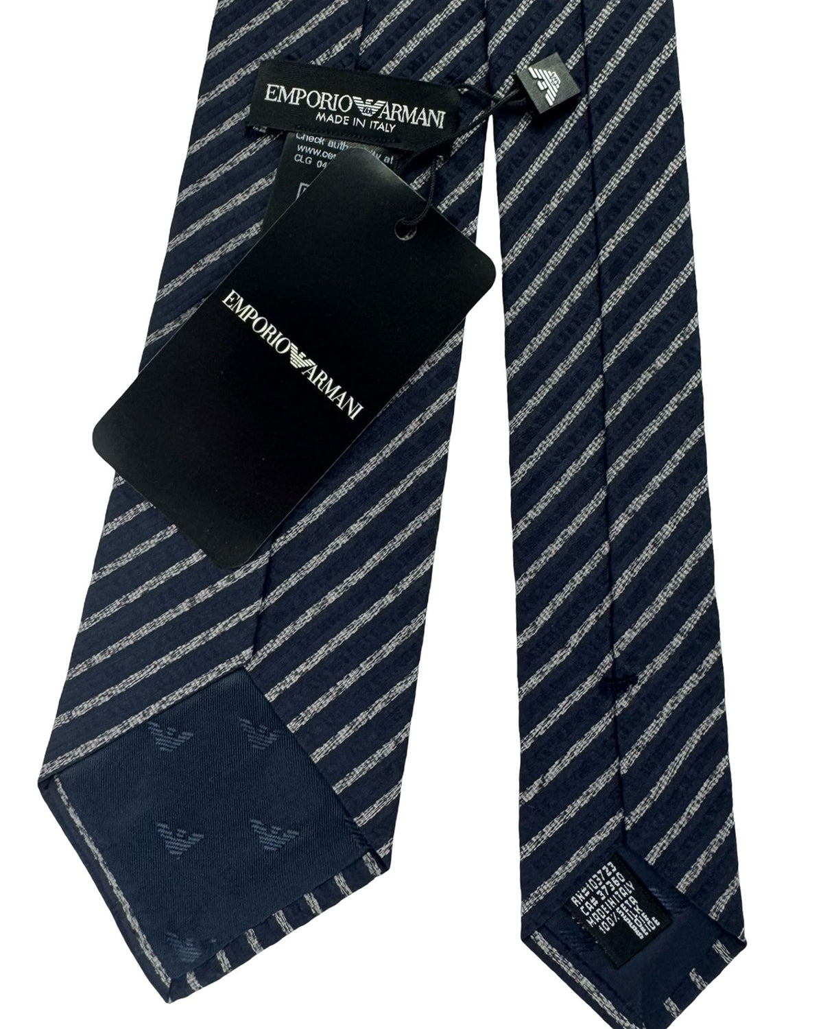 Armani Tie Midnight Blue Stripes - Woven Silk