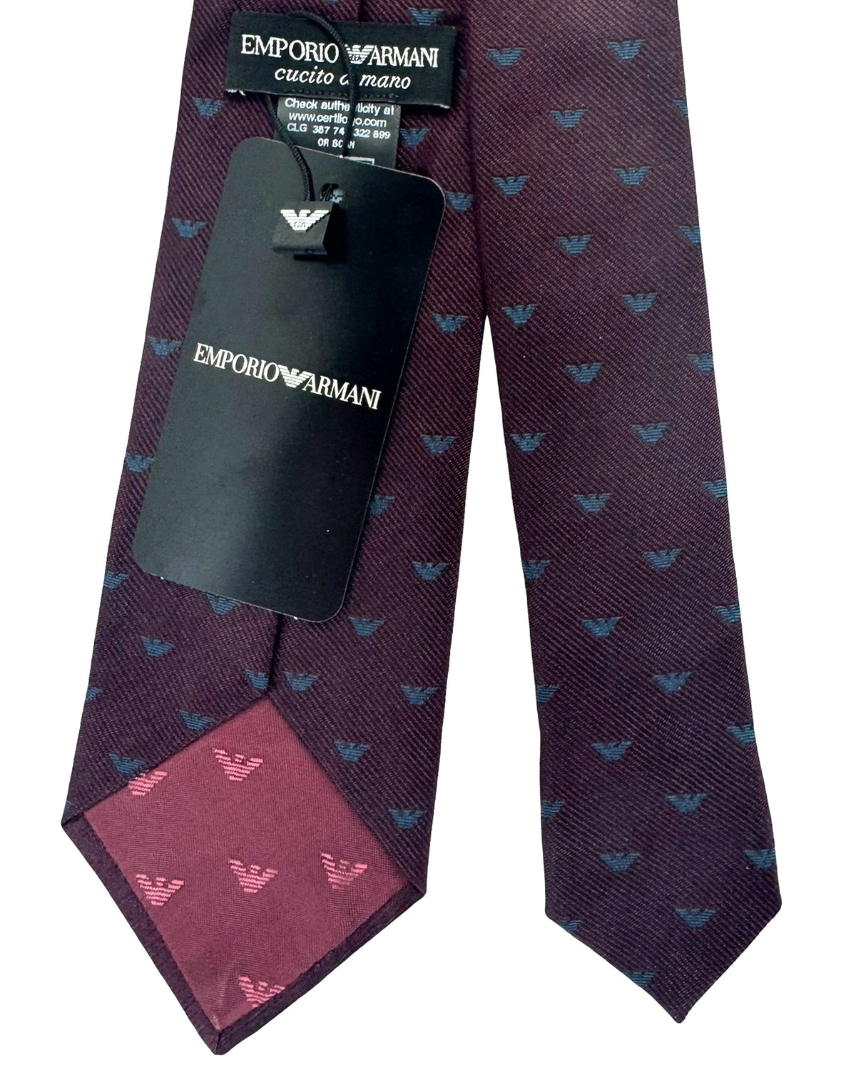 Armani Tie Bordeaux Eagle Logo SALE