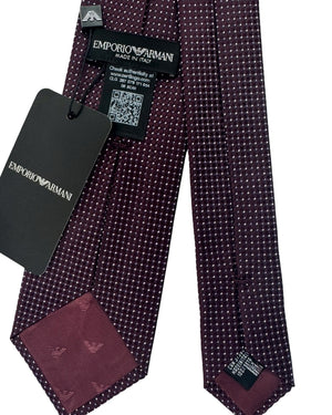 Armani Tie Maroon Silver Micro Dots