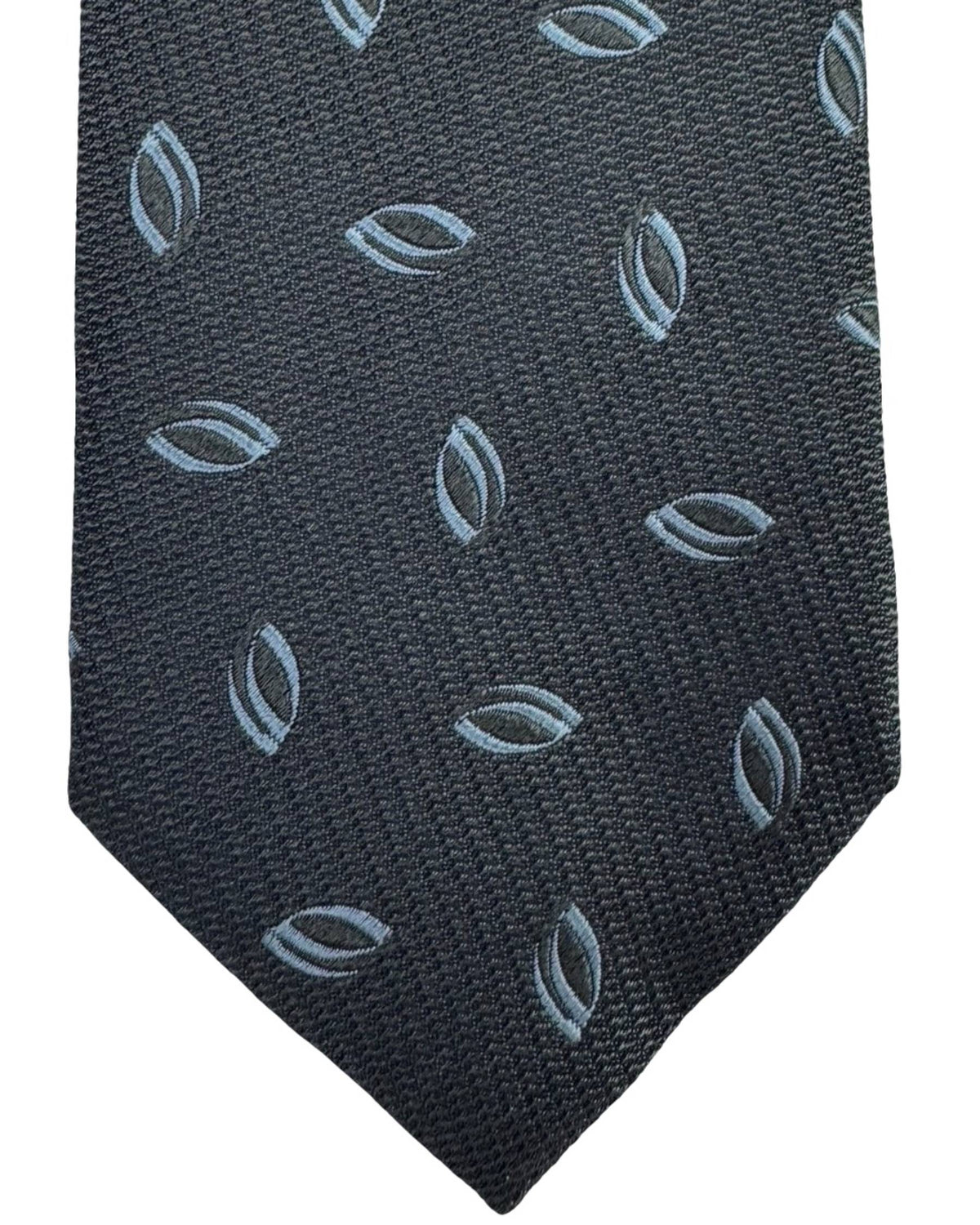 Armani Tie Charcoal Grey Blue Geometric
