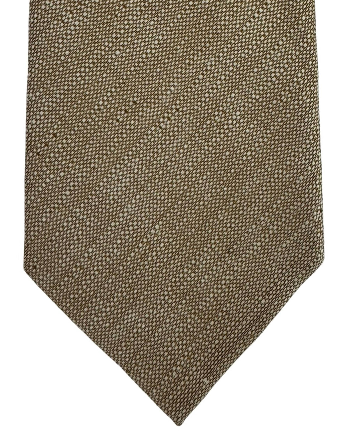 Armani Silk / Linen Tie Textured Brown and Tan 