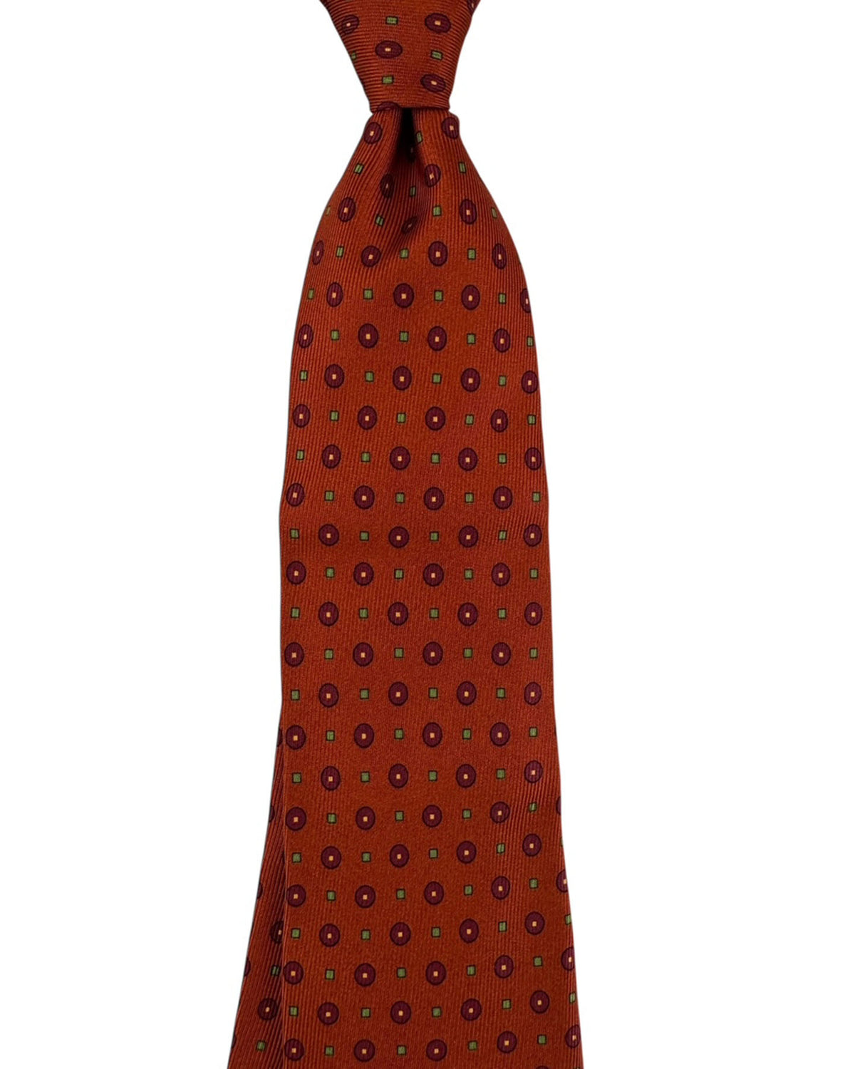 Cesare Attolini Sevenfold Tie Rust Orange Mini Medallions