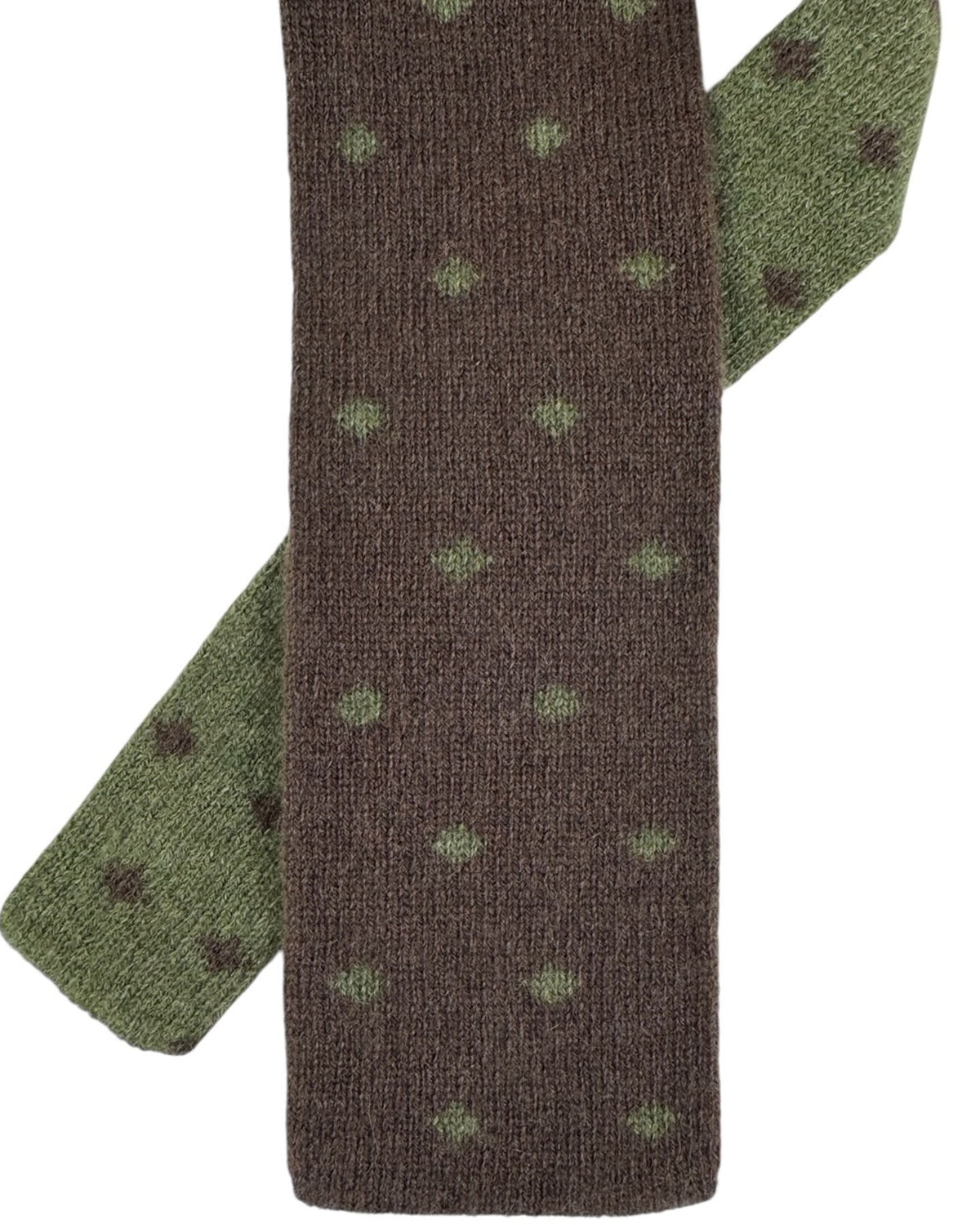 Cesare Attolini Cashmere Brown And Green Dotted Knit Tie