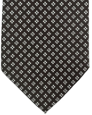 Cesare Attolini Tie Black With White Floral Cluster Pattern