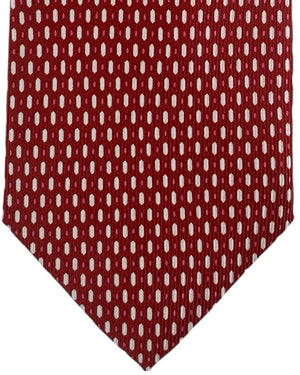 Cesare Attolini Tie Red With Silver Oval Dot Pattern