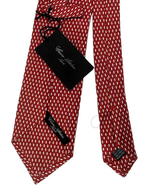 Cesare Attolini Tie Red With Silver Oval Dot Pattern