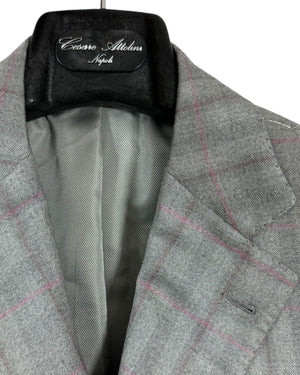 Cesare Attolini Sport Coat Gray Pink Cashmere Silk EU 52/ US 42