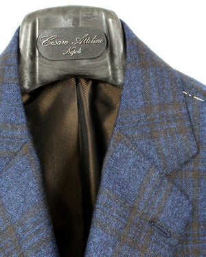 Attolini Sport Coat Gray Midnight Blue Brown Hanger