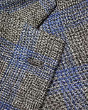 Cesare Attolini Sport Coat Brown Midnight Blue Plaid Blazer EU 52/ US 42