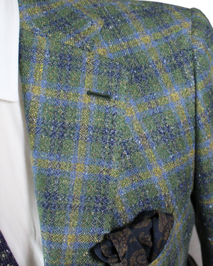 Cesare Attolini Sport Coat Green Plaid Cashmere Silk Blazer EU 48/ US 38