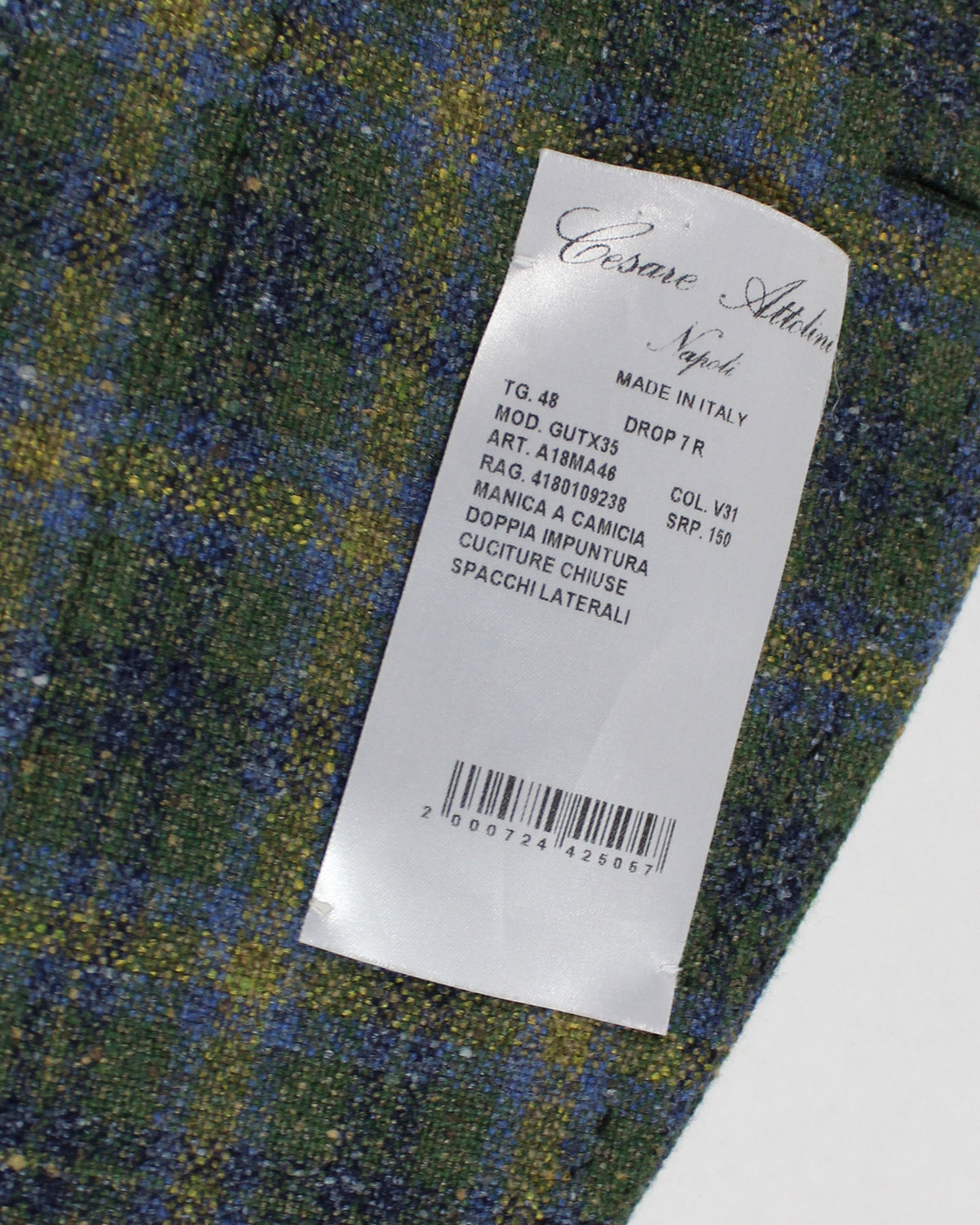 Cesare Attolini Sport Coat Green Plaid Cashmere Silk Blazer EU 48/ US 38 SALE