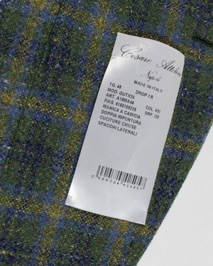 Cesare Attolini Sport Coat Green Plaid Cashmere Silk Blazer EU 48/ US 38