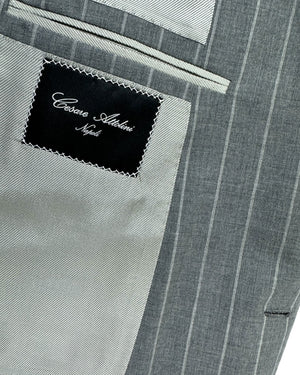 New
 Attolini Suit Gray Stripes Peak Lapel