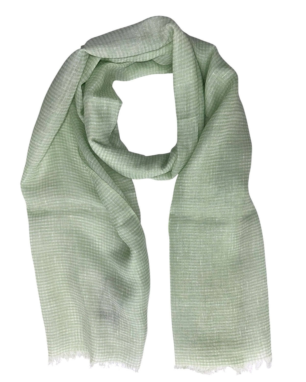 Cesare Attolini Scarf White Green Mini Check - Linen Cashmere Silk