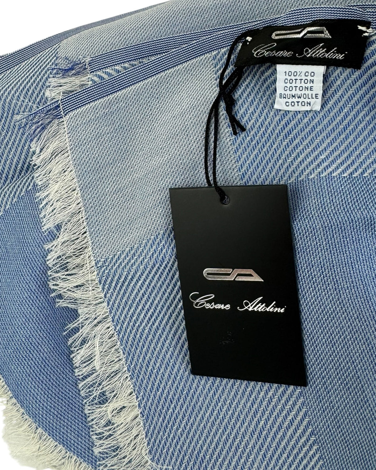 Cesare Attolini Scarf Blue Gray - Cotton Shawl