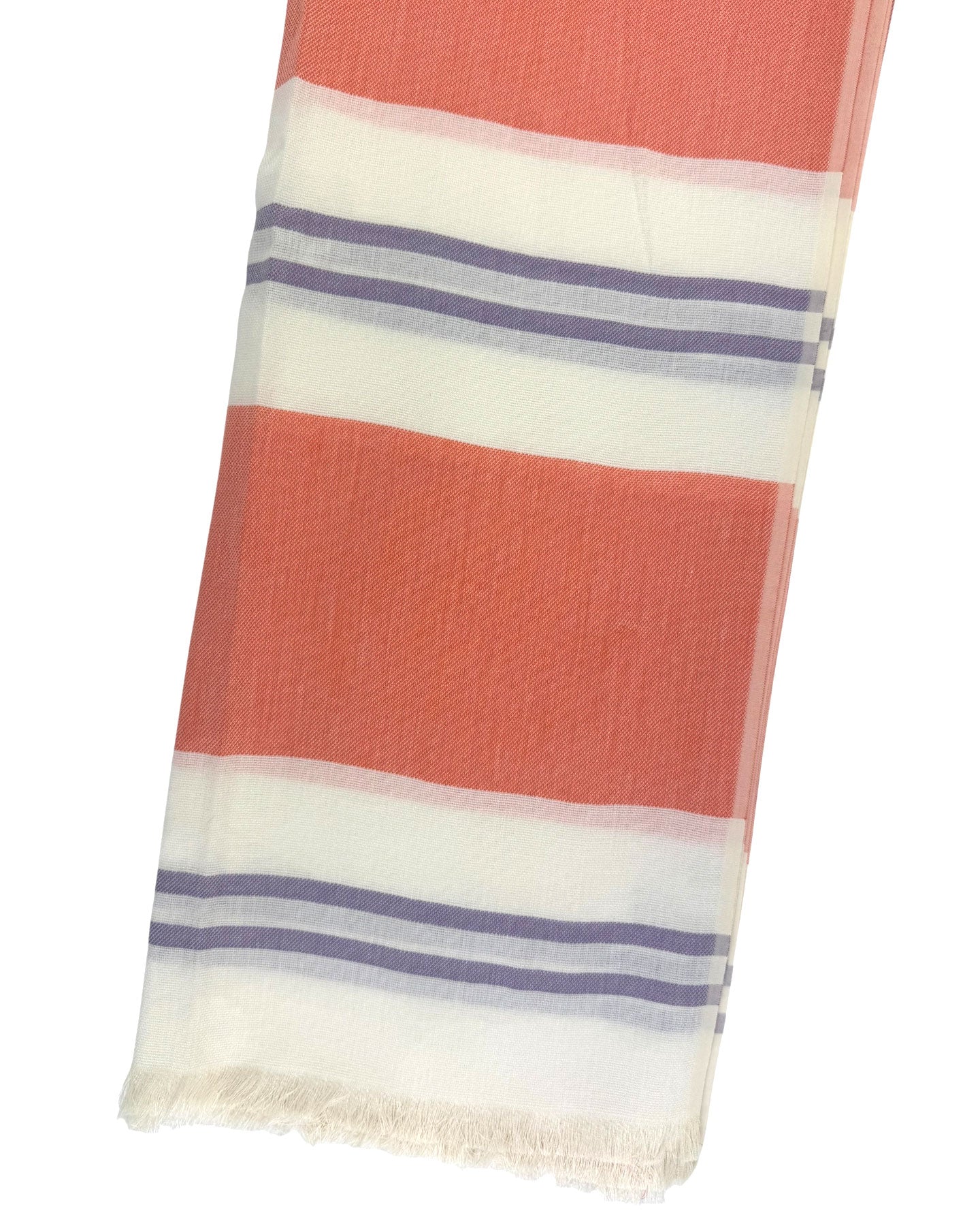 Cesare Attolini Scarf White Pink Lilac - Cotton Silk Shawl