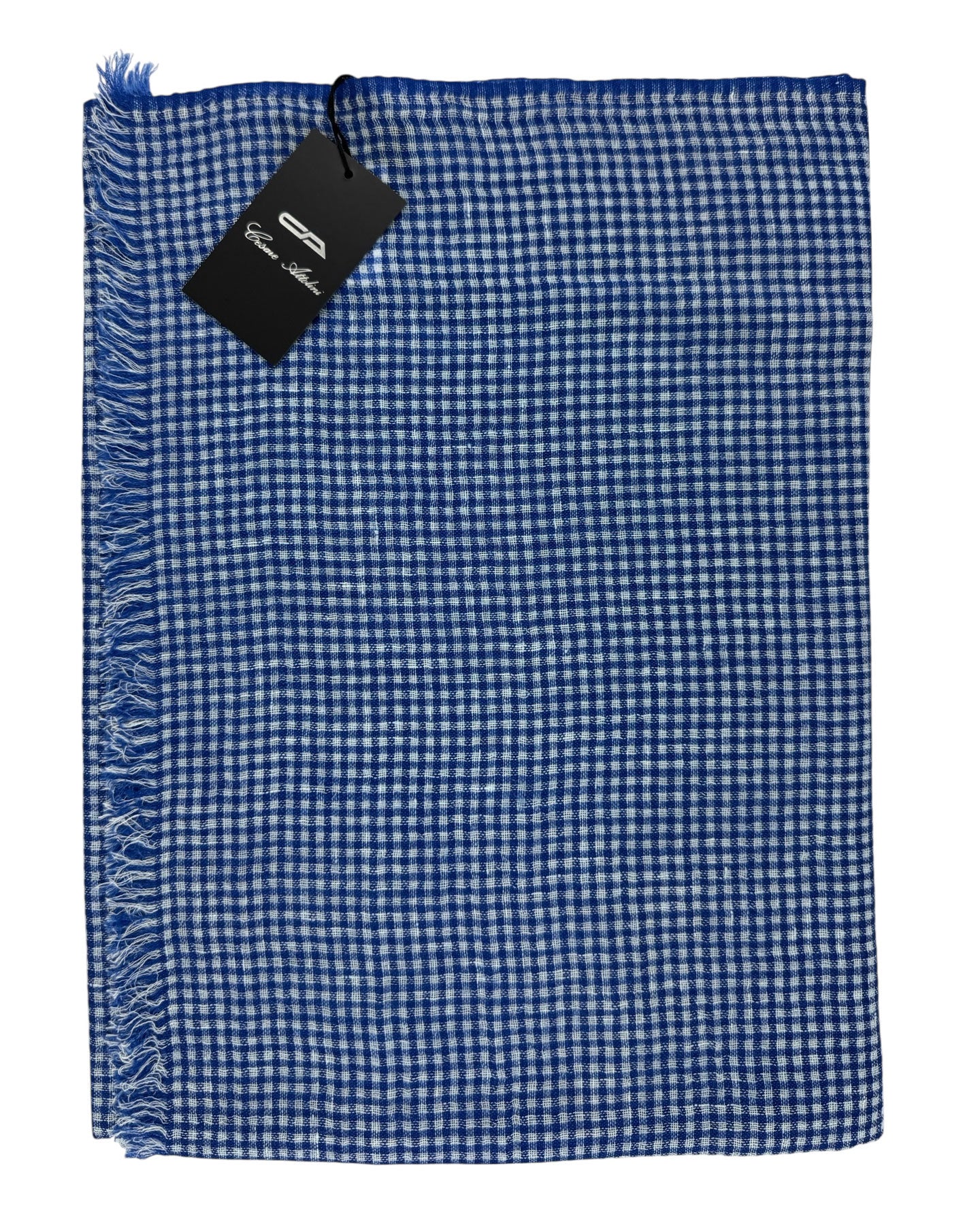 navy white check scarf