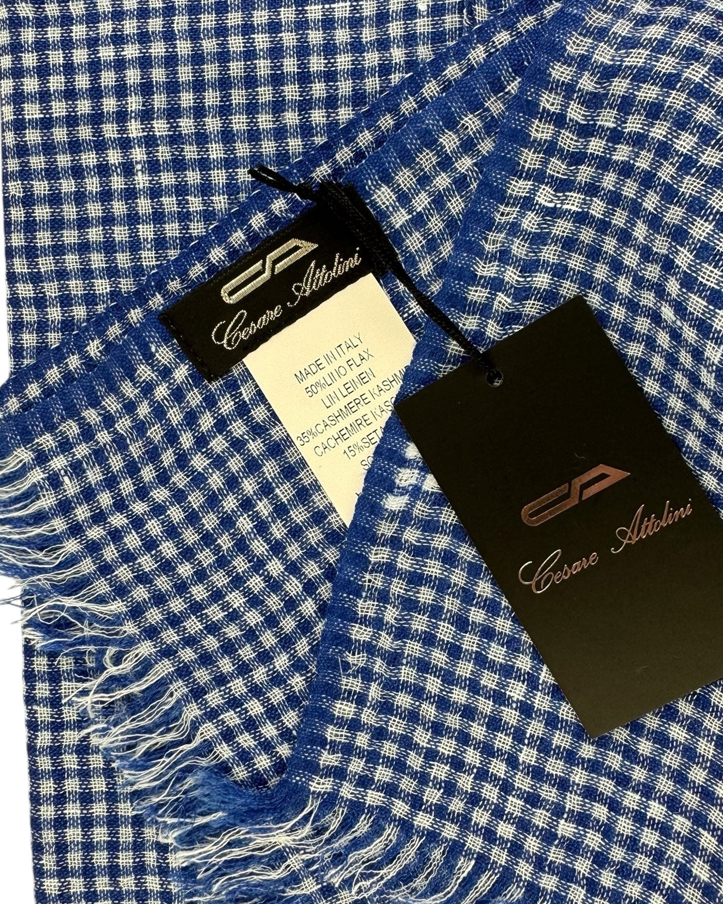 navy white check scarf