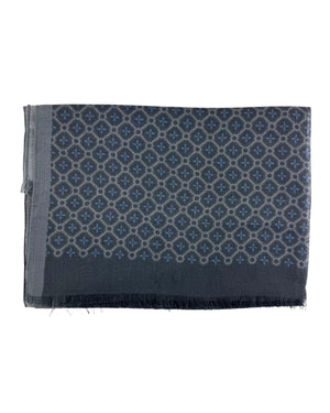 Attolini Scarf Gray Medallion - Cashmere Cotton Shawl