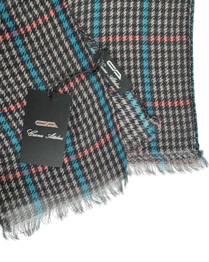 Attolini Scarf Gray Plaid Check 