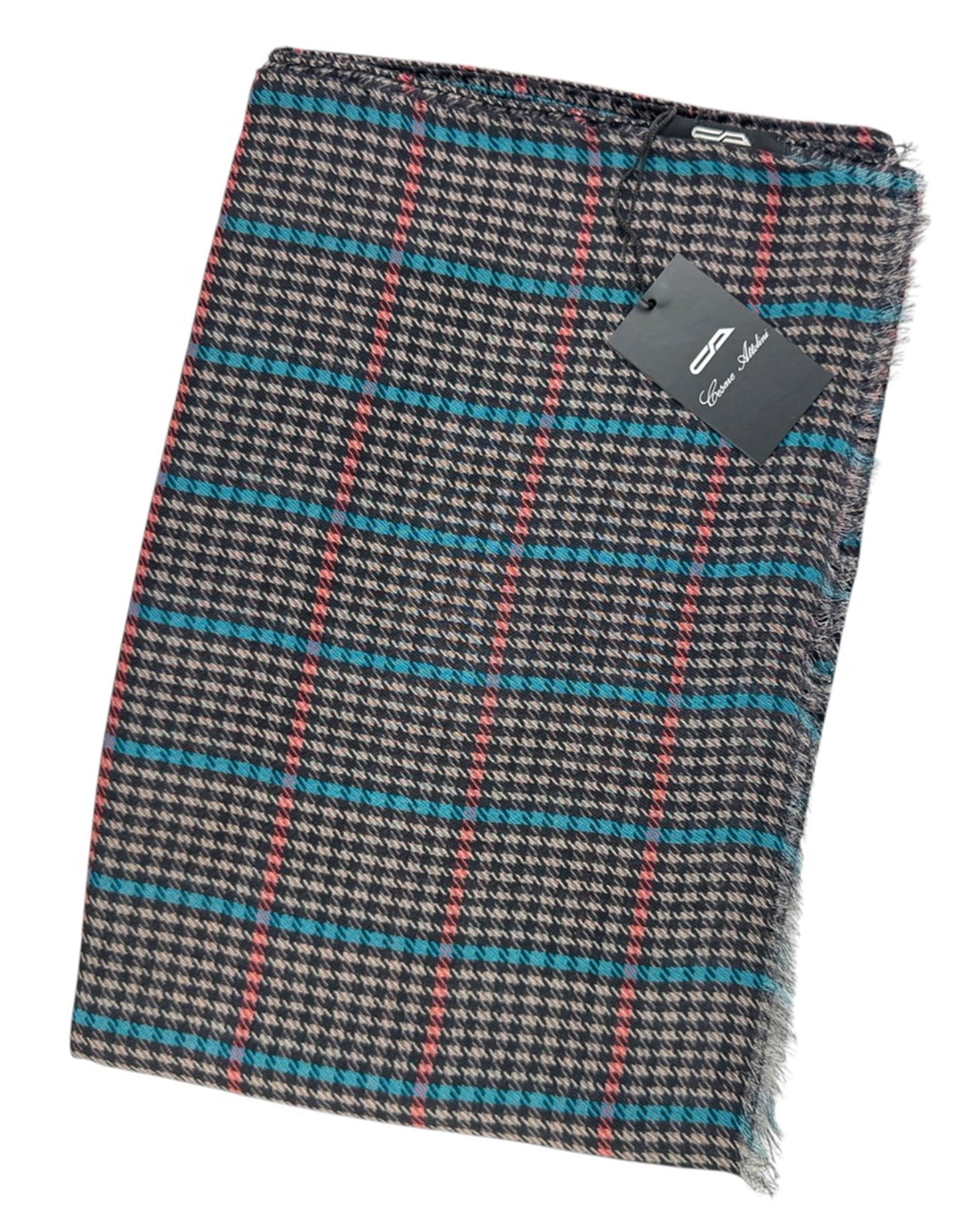 Cesare Attolini Scarf Gray Plaid Check - Luxury Cashmere Cotton Shawl