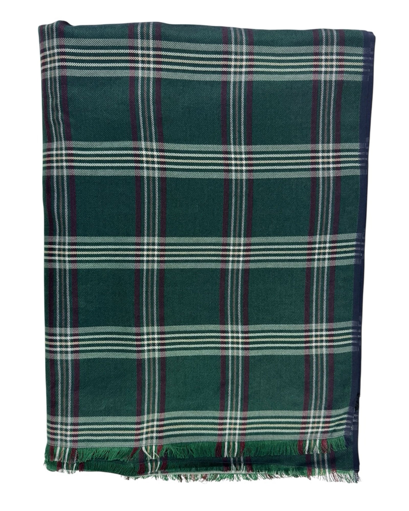 Cesare Attolini Scarf Green Plaid 