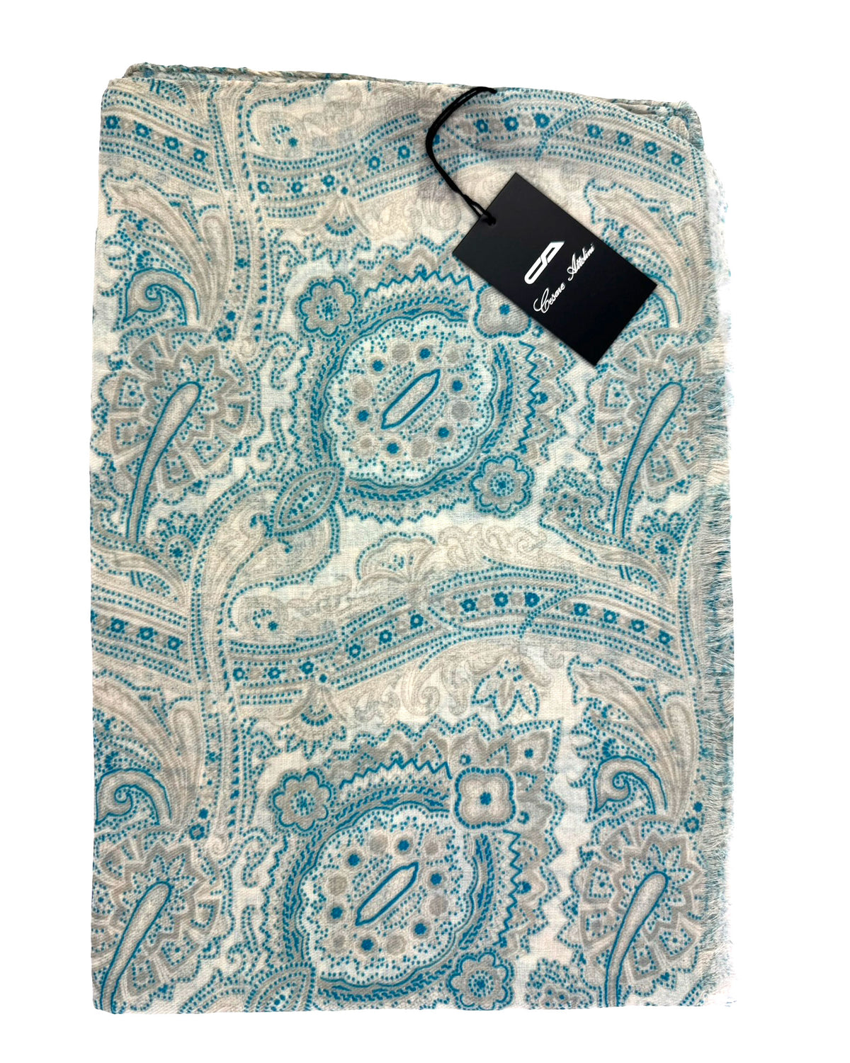 Cesare Attolini Scarf Ornamental Design - Linen Cashmere Silk Shawl