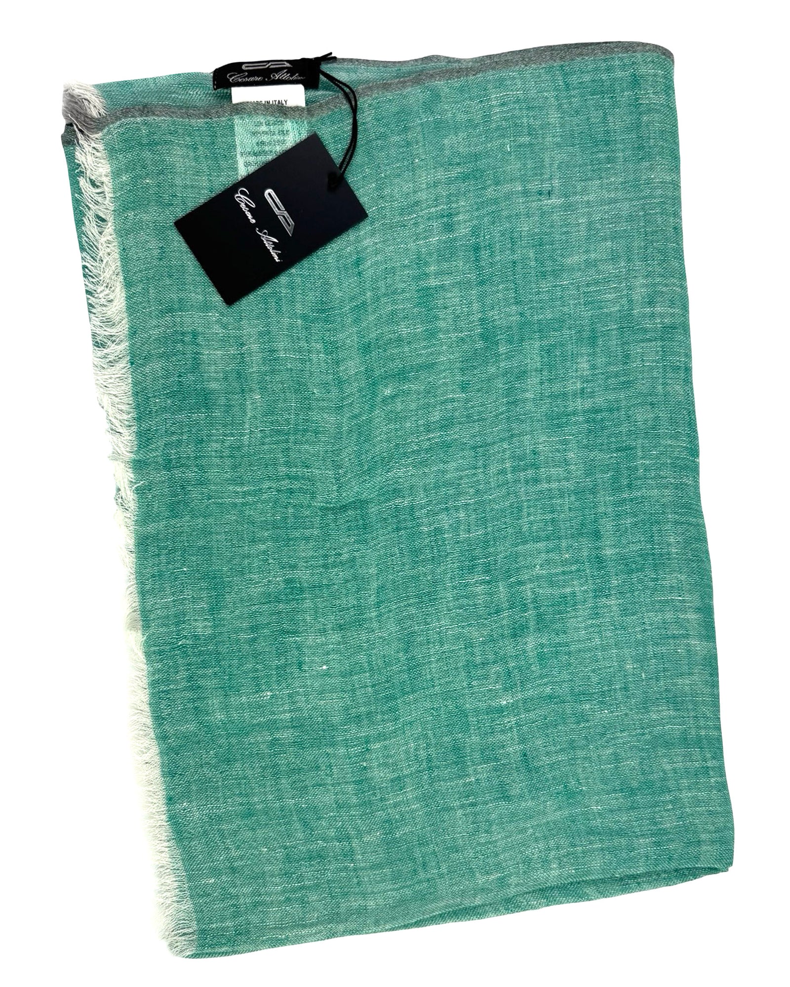 Cesare Attolini Scarf Ocean Green - Linen Silk Cashmere Shawl