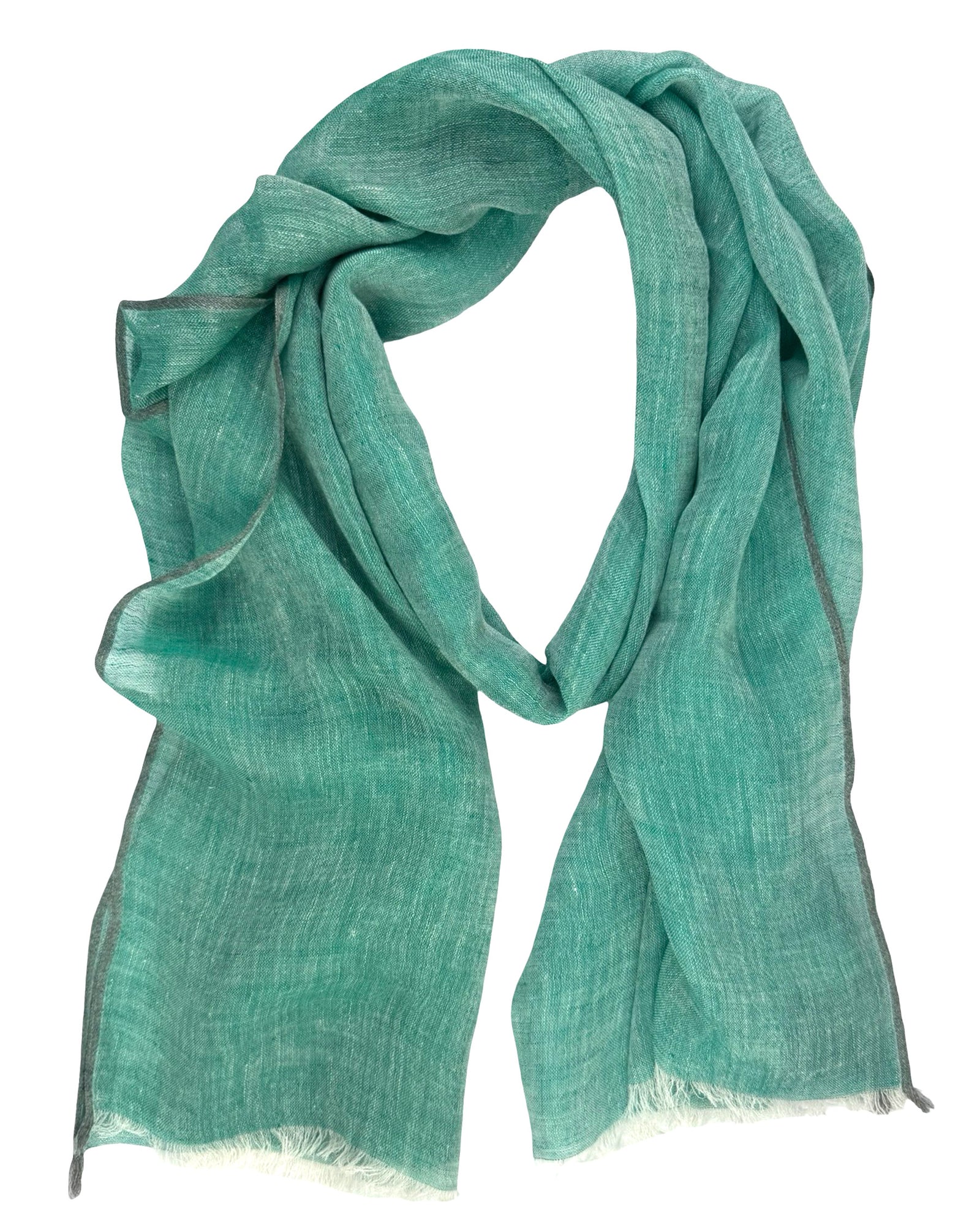 Cesare Attolini Scarf Ocean Green - Linen Silk Cashmere Shawl