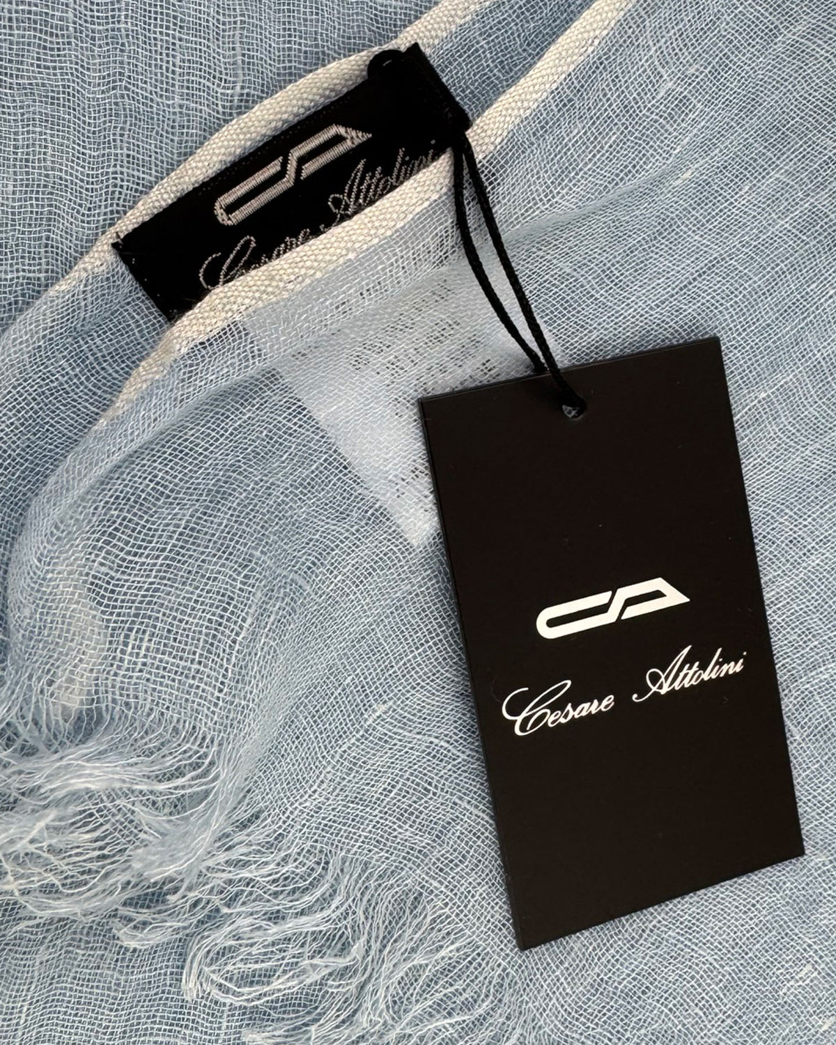 Attolini Scarf Blue - Linen Silk Cashmere Shawl