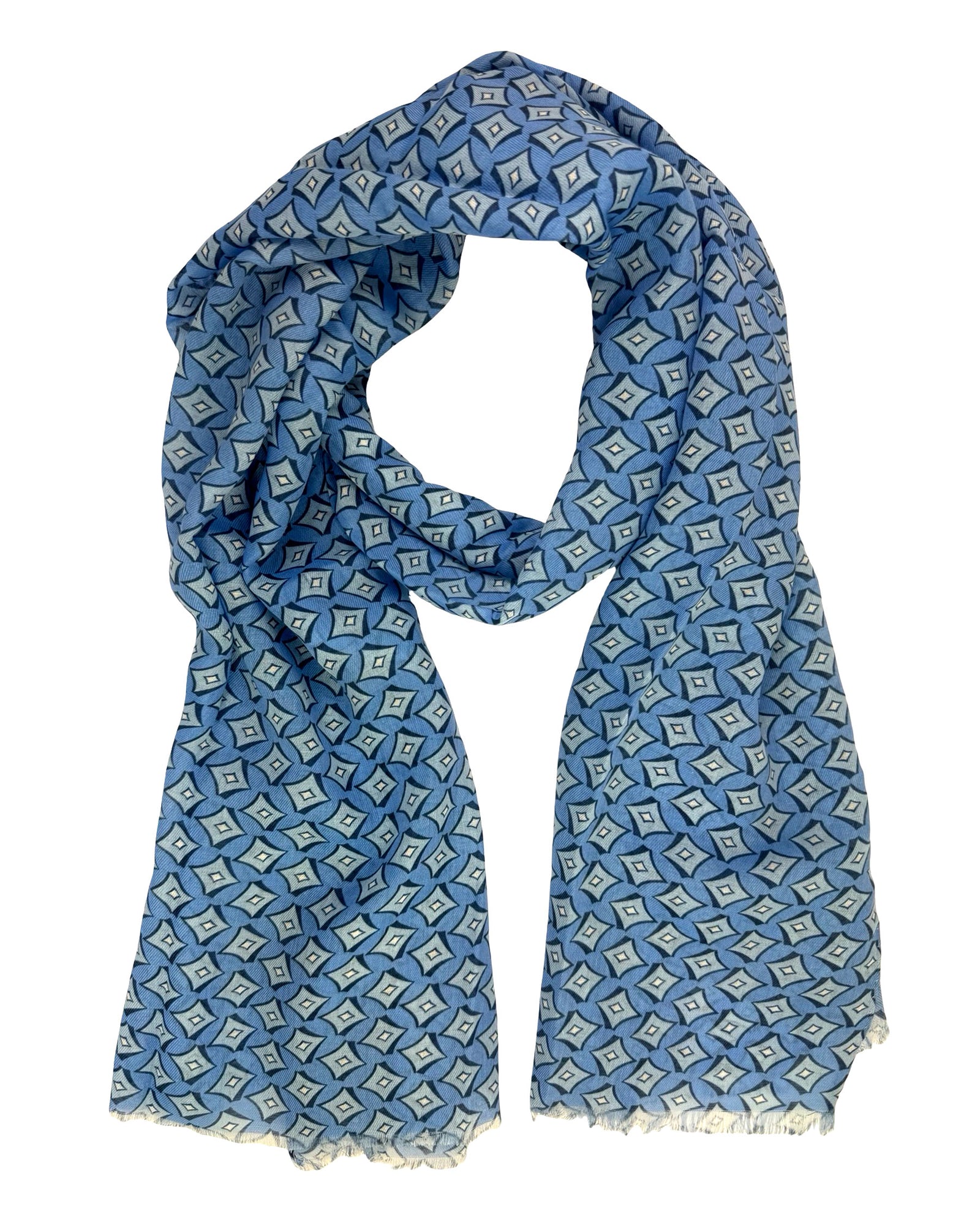 Cesare Attolini Scarf Blue Geometric