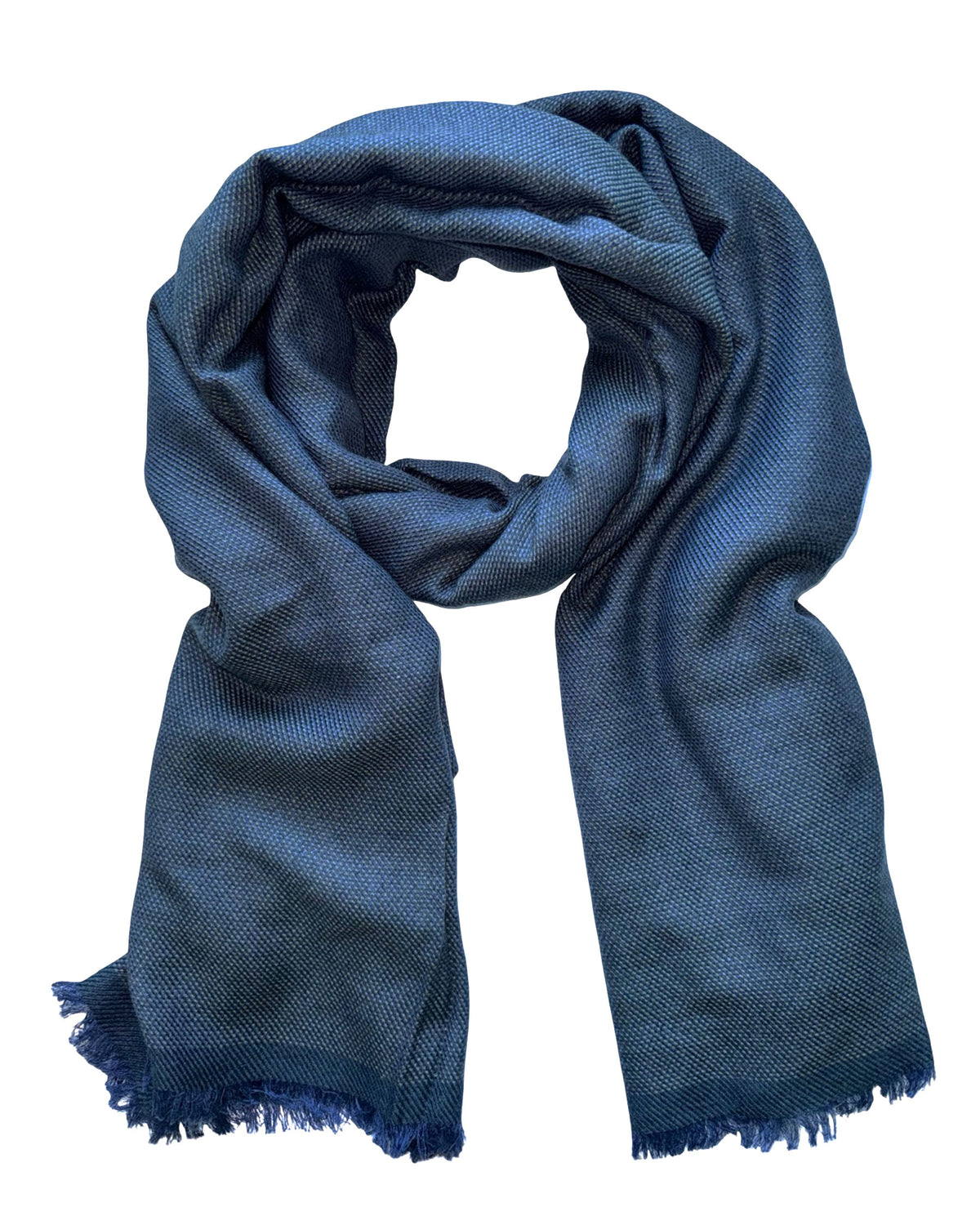Cesare Attolini Scarf Midnight Blue Gray Pattern - Extra Large