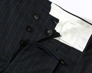 Cesare Attolini Suit Gray Royal Blue Stripes Pants
