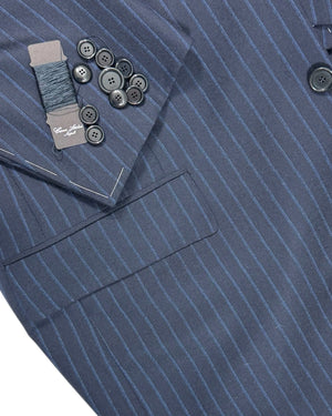 Cesare Attolini Suit Midnight Blue Gray Stripes