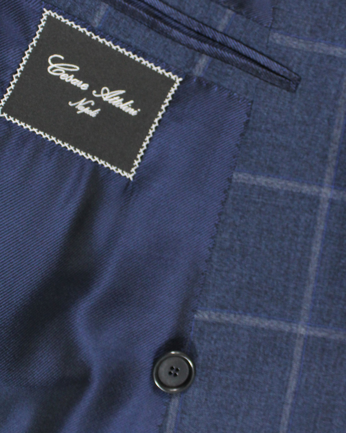 Cesare Attolini Suit Dark Blue Windowpane Double Breasted  New
