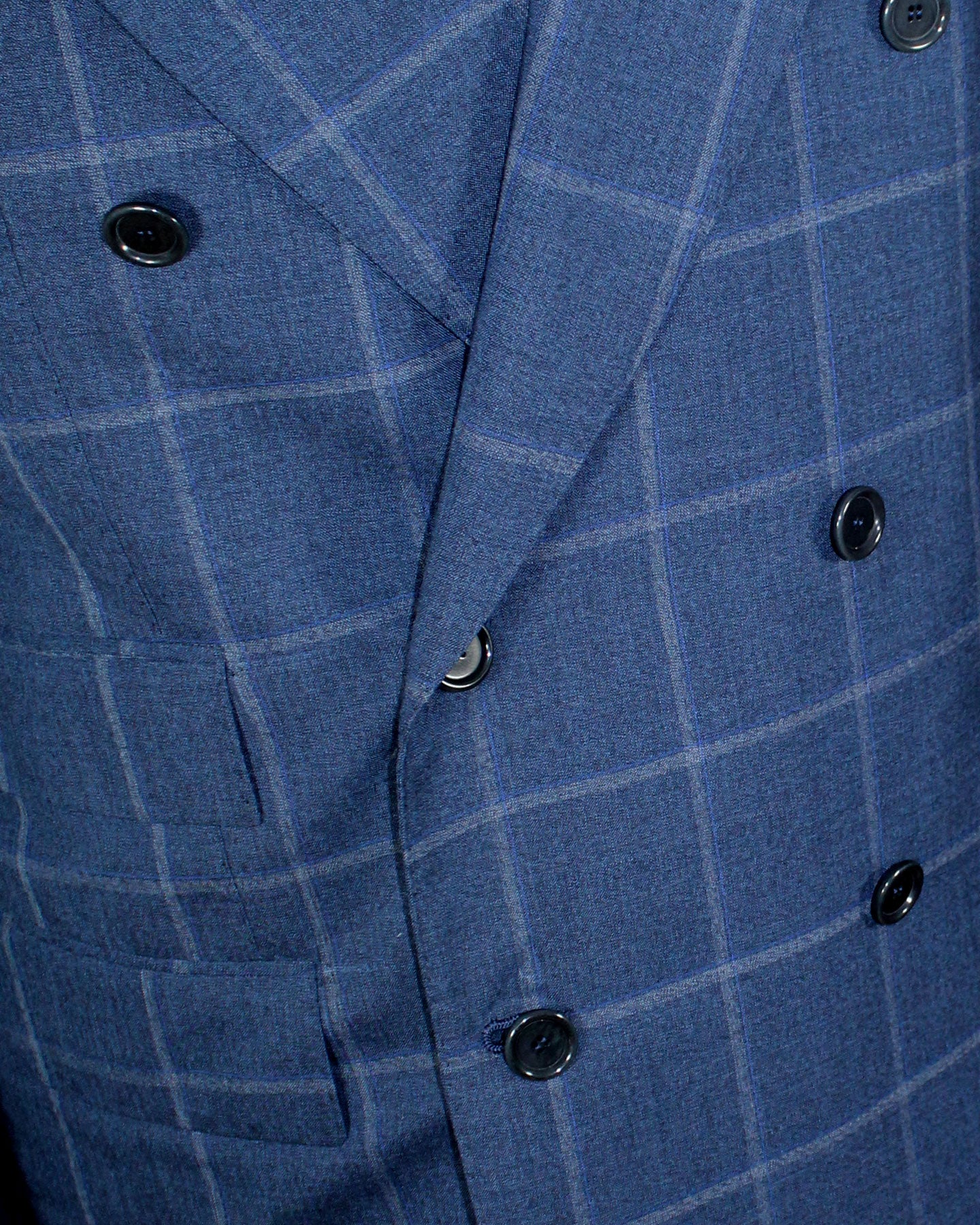 Cesare Attolini Suit Dark Blue Windowpane Double Breasted 