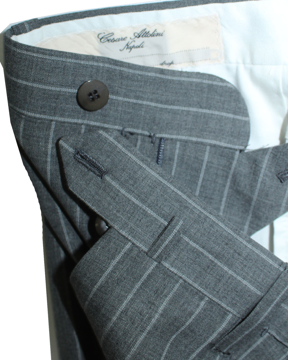 Cesare Attolini Suit Gray Stripes - Peak Lapel Double Breasted EU 48/ US 38
