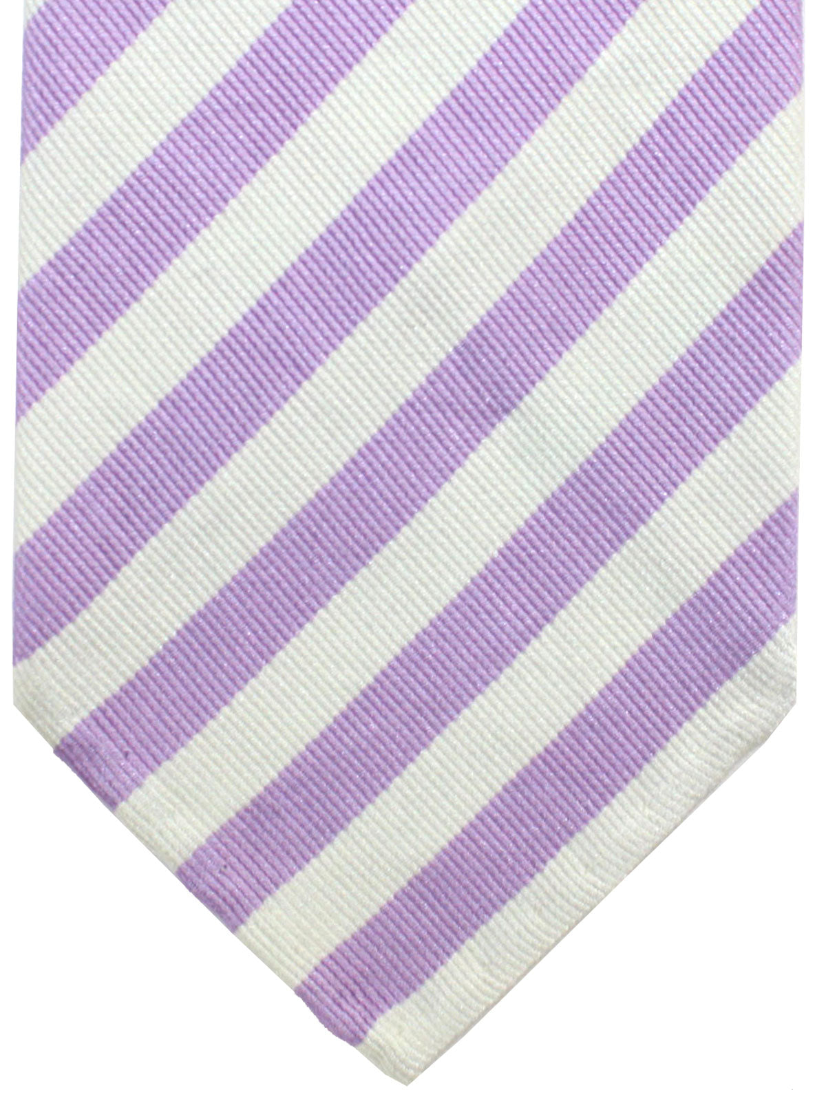 Cesare Attolini Unlined Tie Gray Lilac Stripes