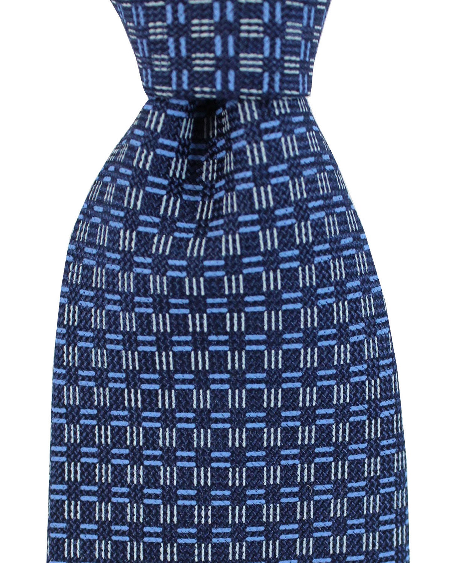 Attolini Silk Tie Navy Blue Geometric