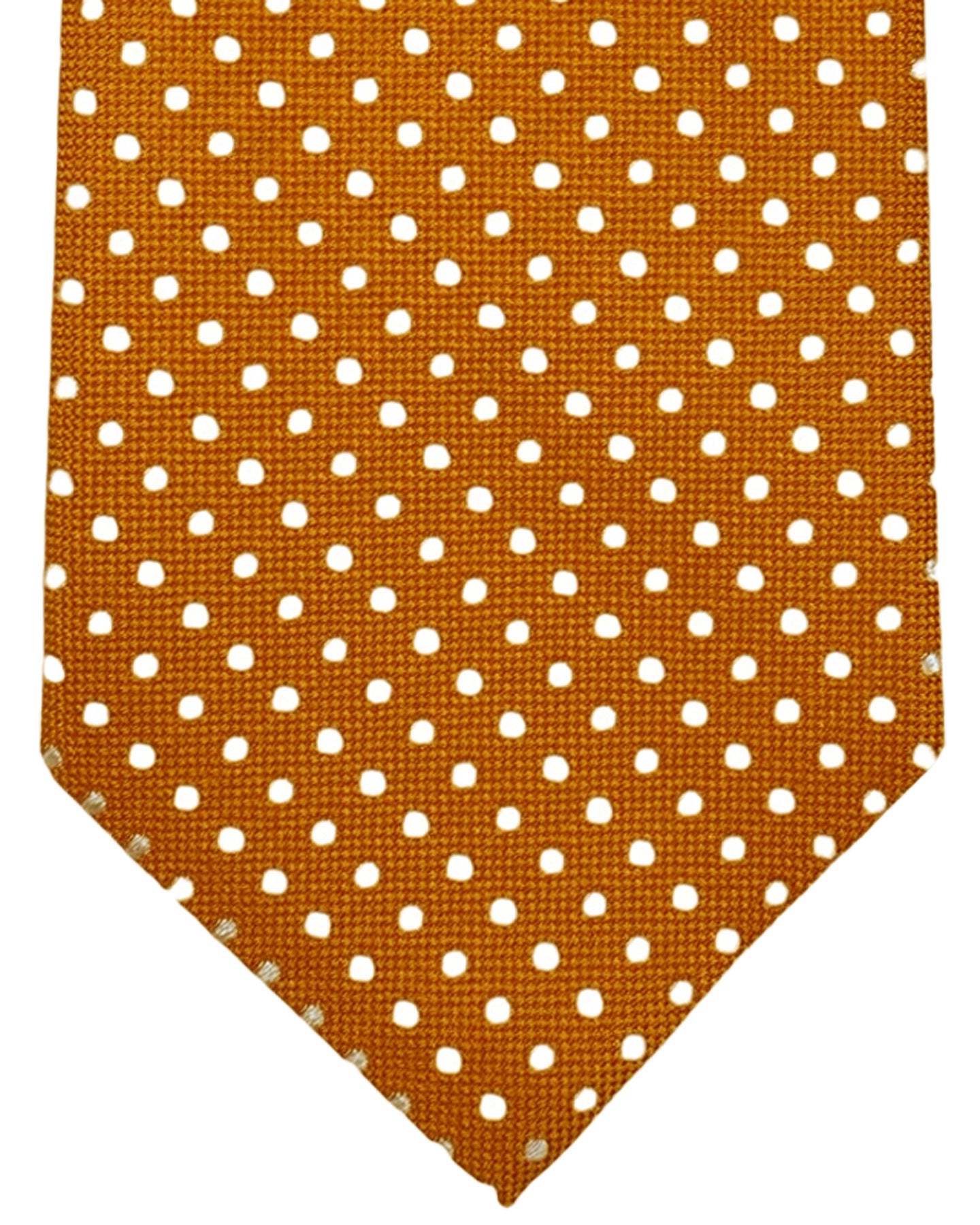 Cesare Attolini Silk Tie Dark Orange White Dots