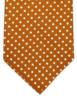 Cesare Attolini Silk Tie Dark Orange White Dots