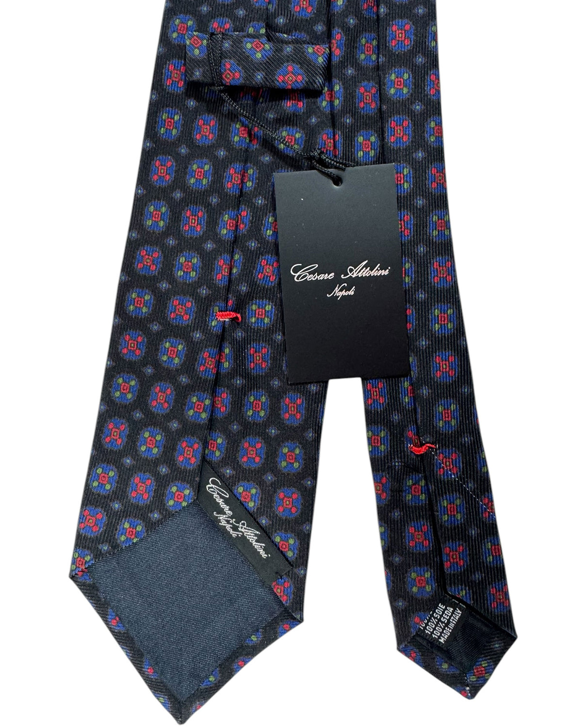 Cesare Attolini Tie Black Red Navy Green