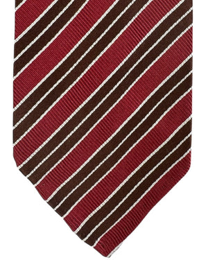 Cesare Attolini Unlined Tie Maroon Stripes Design