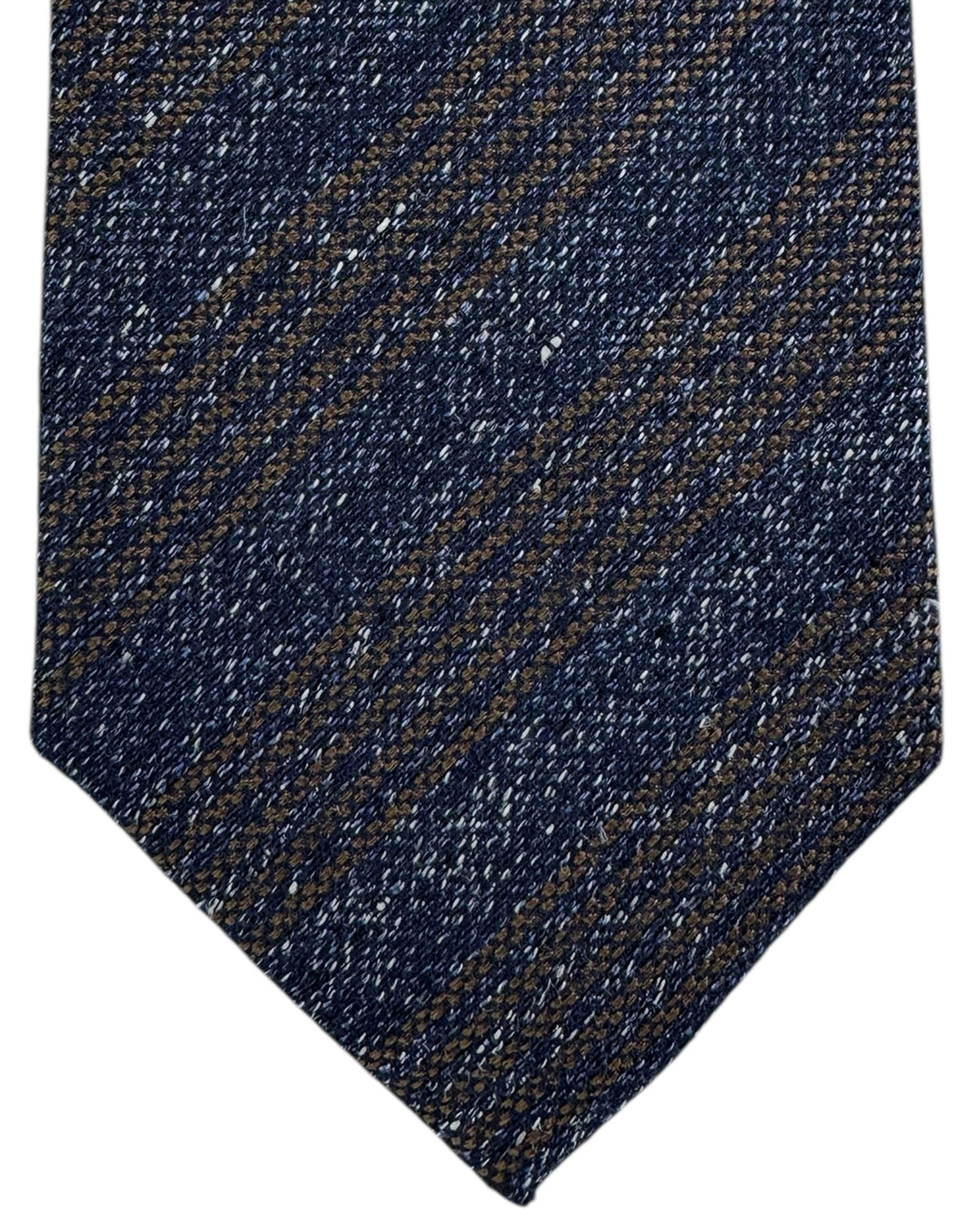 Cesare Attolini Tie Midnight Blue Brown Stripes