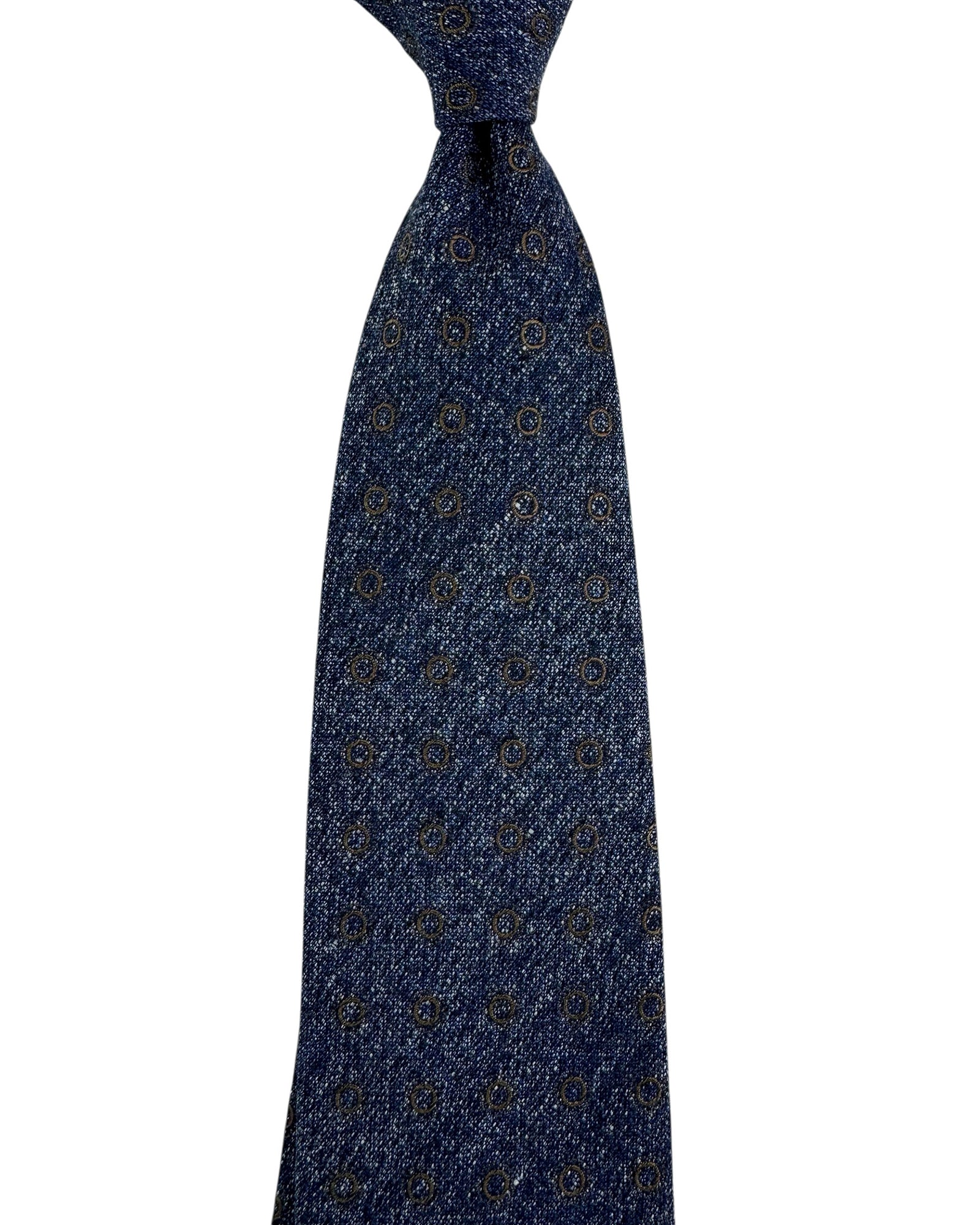 New Attolini Tie Midnight Blue Taupe Geometric Circles