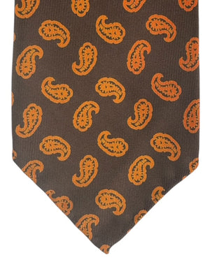 Cesare Attolini Sevenfold Tie Brown Paisley 