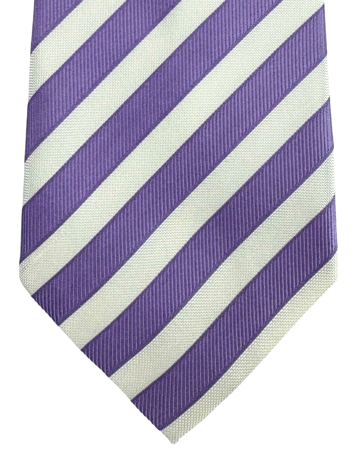 Cesare Attolini Tie Purple Silver Stripes